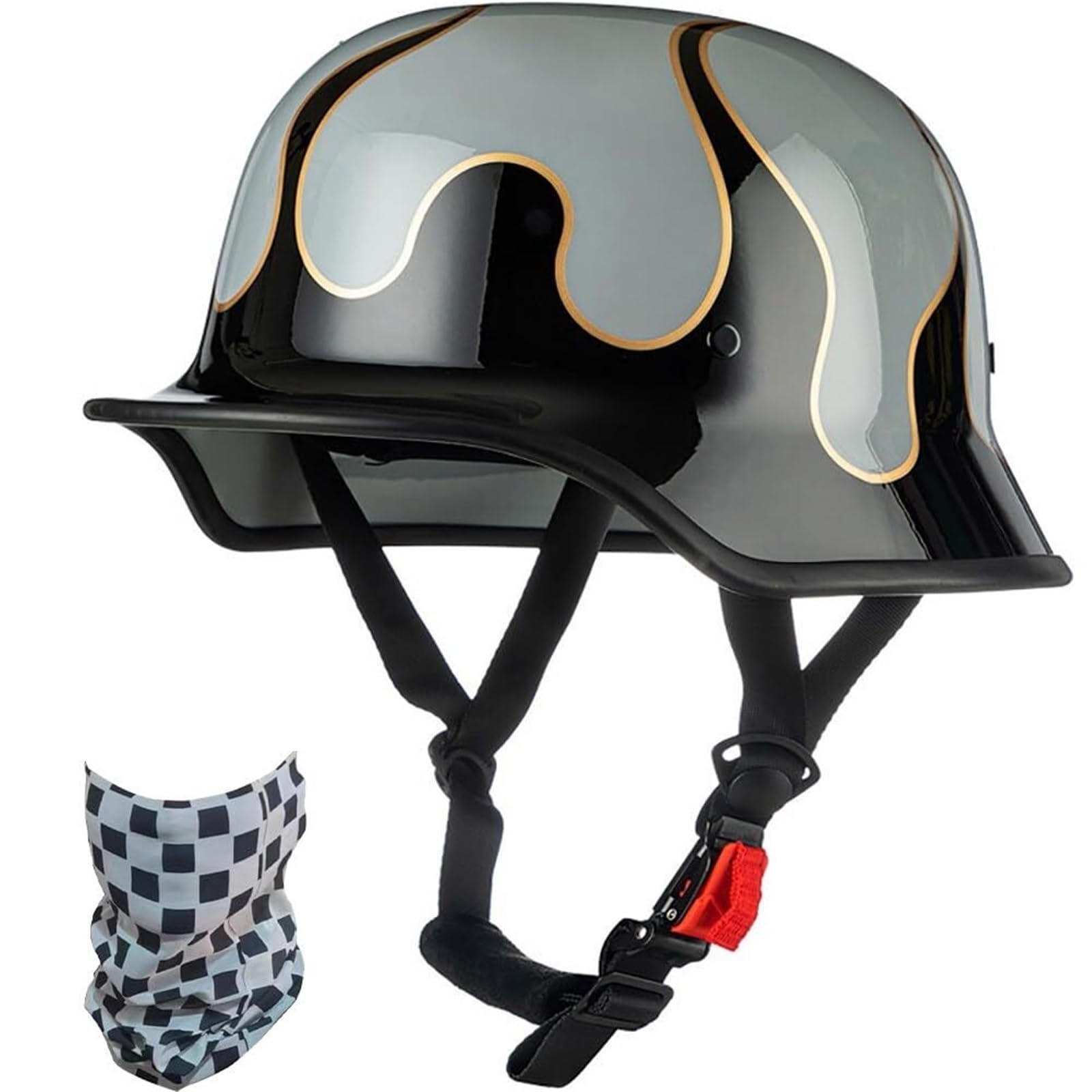 Phantom Mini Kask Motocyklowy Otwarty Certyfikat Atest ECE 22.06 Dopuszczony do Ruchu Skorupa ABS Szybkie Zapięcie Cruise Bobber z Kominiarką Skuter Chopper