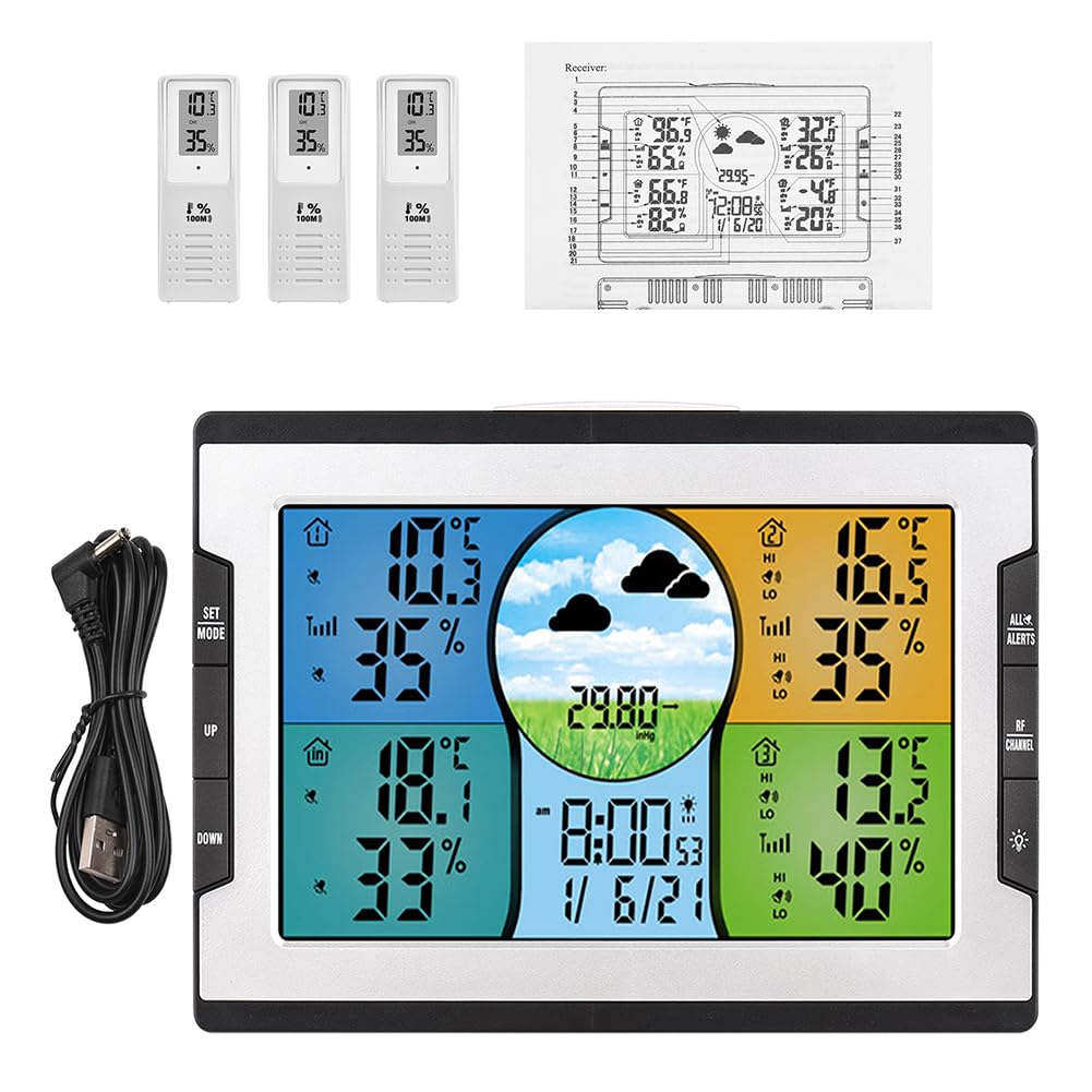 Station météo 3 capteurs thermomètre intérieur extérieur hygromètre baromètre