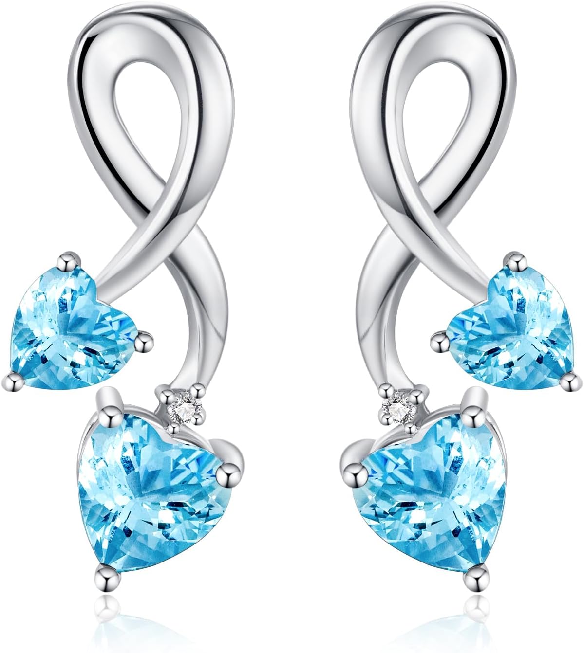 Earrings for Women, S925 Sterling Silver Birthstone Heart Studs Earring for Girlfriend Wife, Anniversary Birthday Christmas Valentines Mothers Day Gifts Jewelry for Womens Wife Her Mom - Image 3