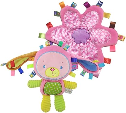 Amazon Co Jp Inchantラブリーぬいぐるみ フラワーセキュリティブランケット カラフルな慰めのおもちゃ 赤ちゃんの男の子と女の子のためのタグでは セキュリティぬいぐるみ内蔵ベル ウサギ おもちゃ