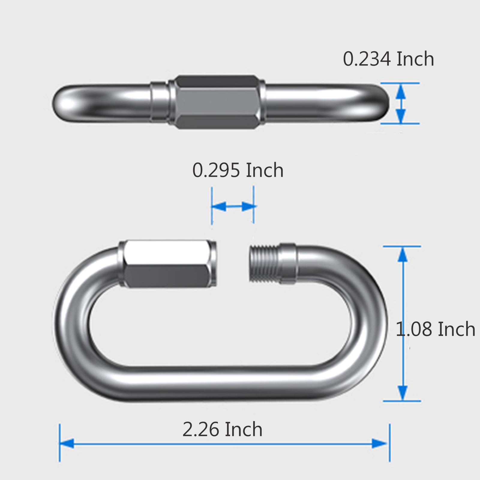 Lewttyer® - 8 conectores de rosca de acero inoxidable 304 M6, eslabones de cadena de acero inoxidable, 6 mm, accesorios para cadena, conector de cadena, cierre rápido (Lewttyer®)