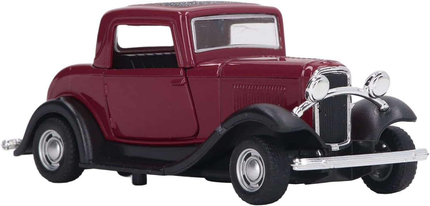 Classic Vintage Alloy Car Model Opened Doors Retro Antique Pullback Toy 1:32 for Playtime Education (Burgundy) image 4