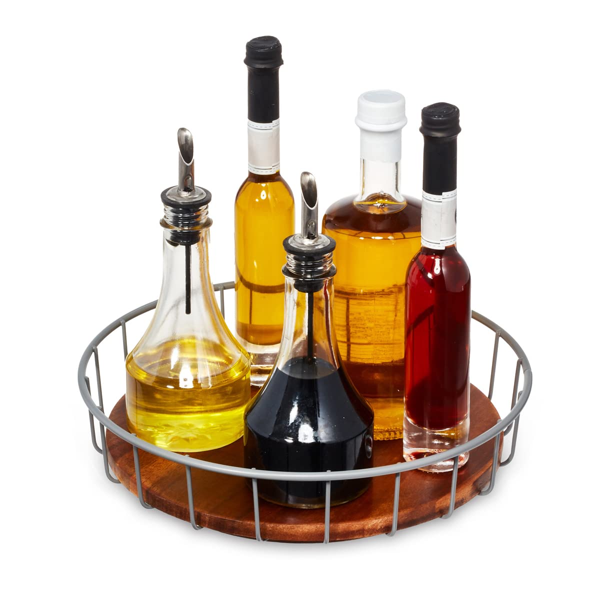 InterDesign iDesign The Ría Safford Collection Plateau tournant en Bois d'acacia et Fil métallique, 28 cm, Spinner