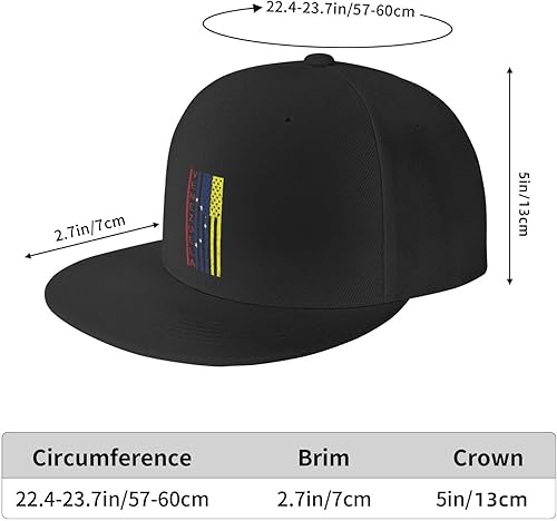 Miniatura 2 de Gorra Snapback con diseño de bandera de Venezuela-Us-Flag-Country-Pride Trucker Hat Hip Hop Classic Plaid Flat Gorra de béisbol negra Negro -