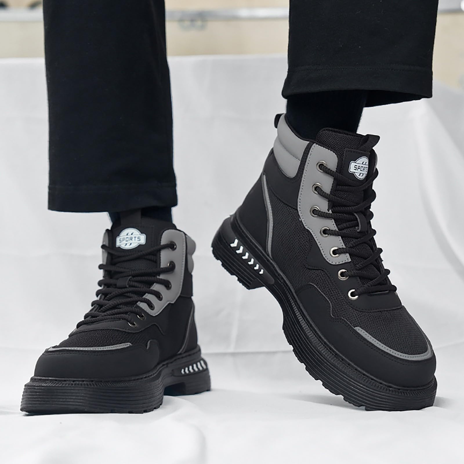 Botas de senderismo para hombre, transpirables, de malla, con cordones