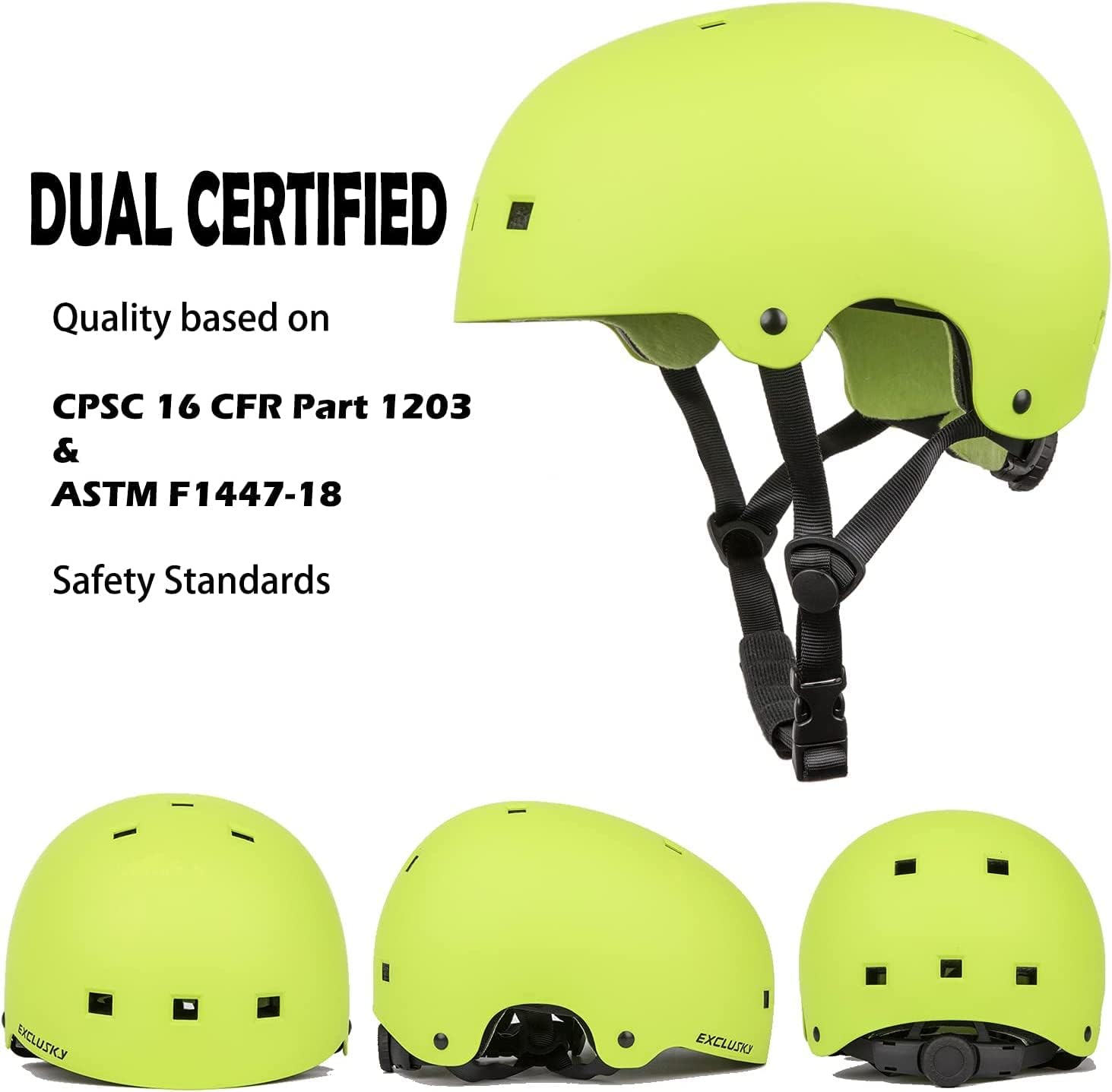Bike Helmet Exclusky Adults Skateboard Helmet for Commuter,Bicycle, Skate, CPSC Compliant Youth Skateboarding Helmet Men Women Adjustable Helmet (Green, Medium) : Sports & Outdoors
