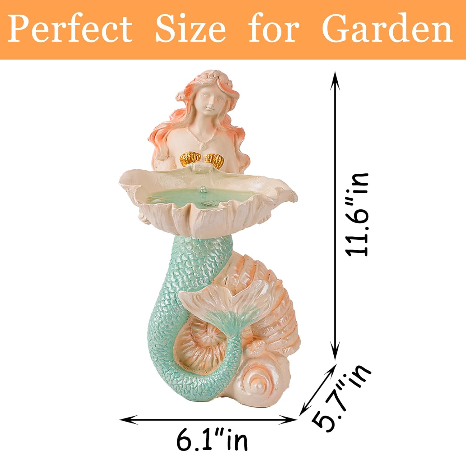 Teaeeno Solar Mermaids Birdbath Garden Decor: Outdoor Statues Ornaments for Outside Decorations Yard Art Lawn Porch Patio Balcony - Birthday Gifts for Mom Grandma Women Lover