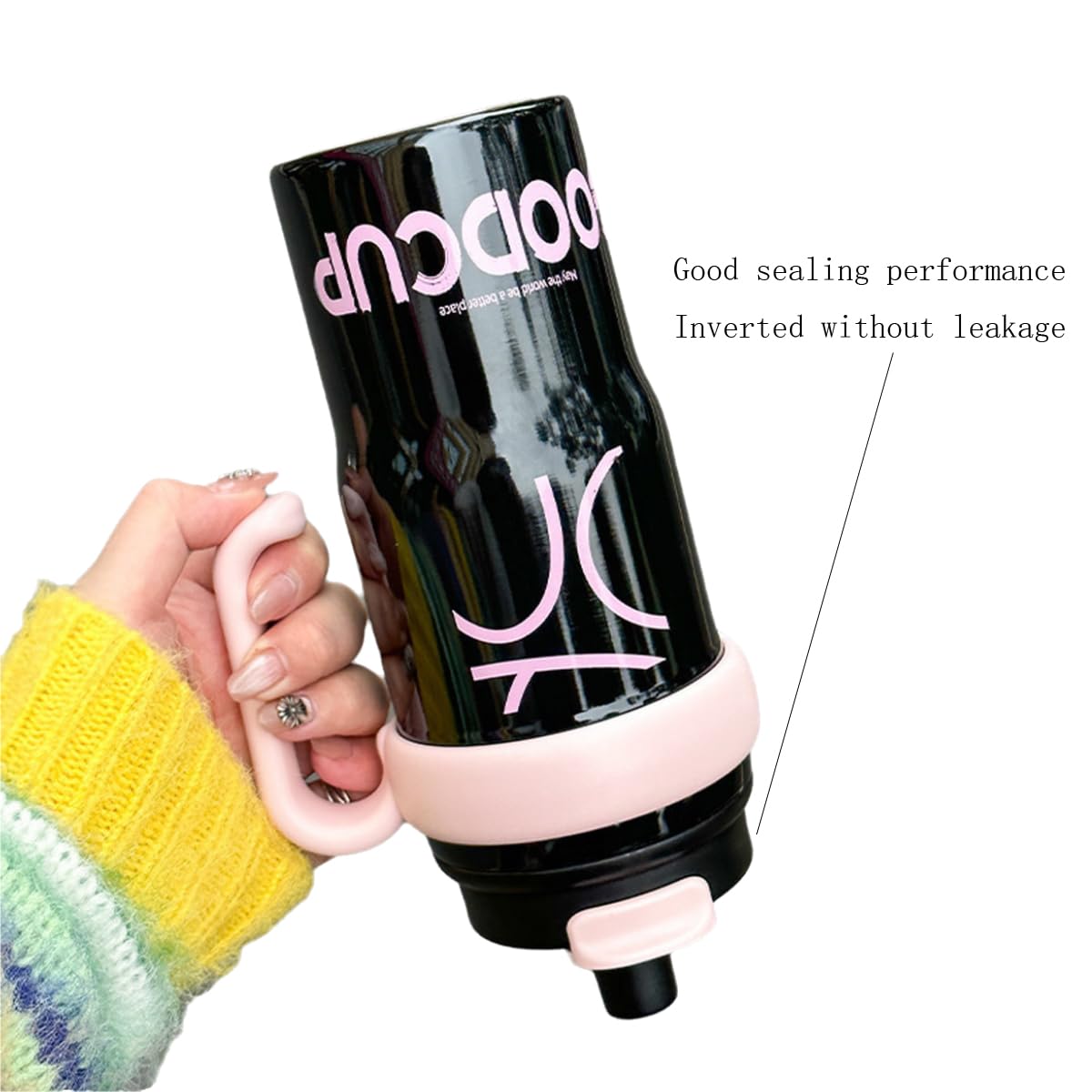 Isolierte Sport-Trinkflasche mit Strohhalm und Griff, auslaufsicherer Trinkbecher aus 316er Edelstahl, BPA-frei, perfekt für Reisen, Fitnessstudio, Wandern und Büro, 690 ml (Silber)