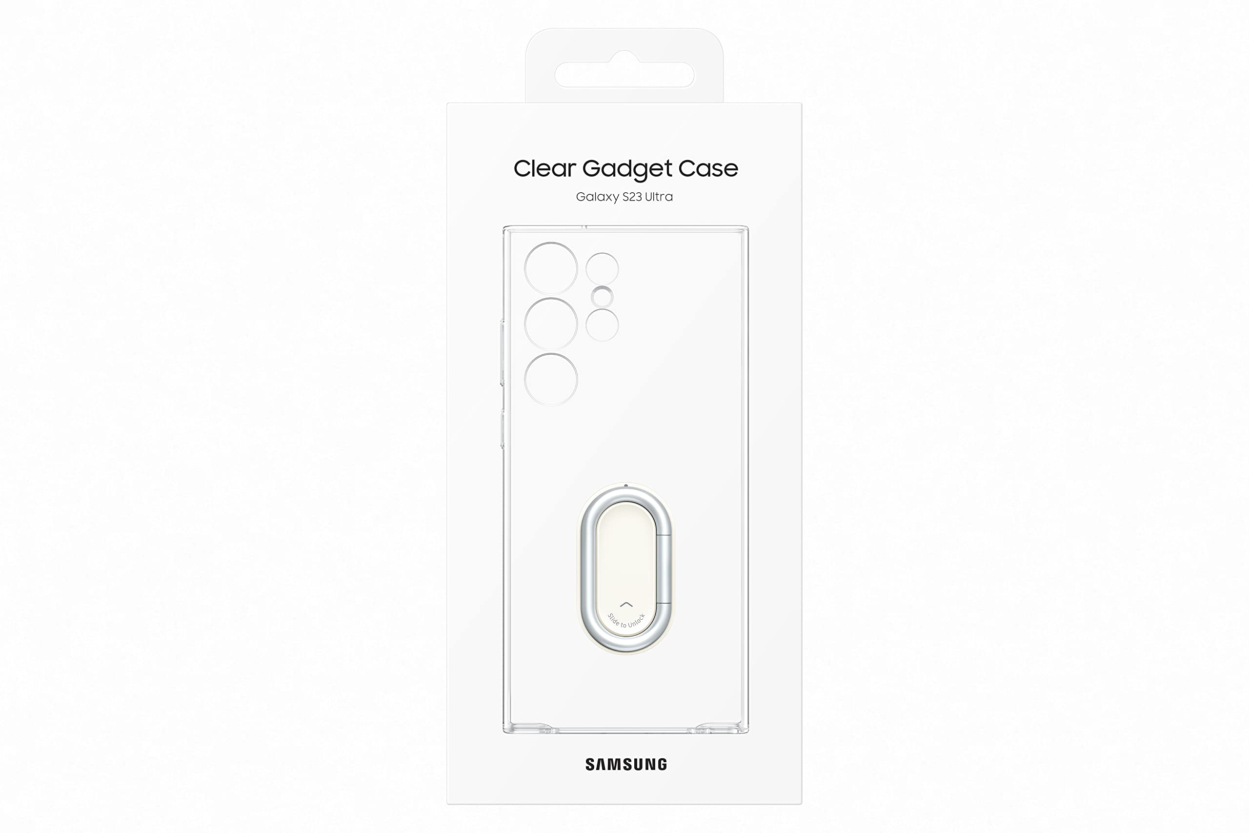 Samsung Clear Gadget Smartphone Case EF-XS918 für Galaxy S23 Ultra, Handy-Hülle, Standfuß, Durchsichtig, Kratzfest, Fingerhalterung, Ringhalter, Transparent