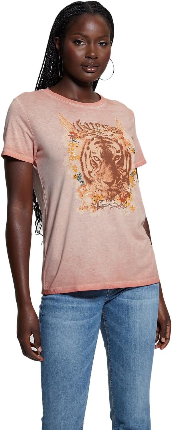 Guess Womens Eco Short Sleeve Tiger God Easy Tee
