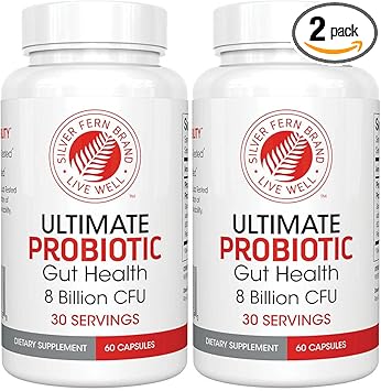 Silver Fern Ultimate Probiotic 2-Pack – Probiotics for Women & Men – 8 Billion CFU Spore-Forming Gut Health Supplement – DNA Verified, Vegan Probiotic, Shelf-Stable, High Survivability – 120 Capsules