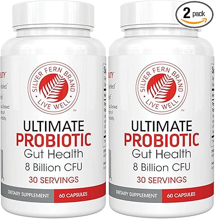 Silver Fern Ultimate Probiotic 2-Pack – Probiotics for Women & Men – 8 Billion CFU Spore-Forming Gut Health Supplement – DNA Verified, Vegan Probiotic, Shelf-Stable, High Survivability – 120 Capsules