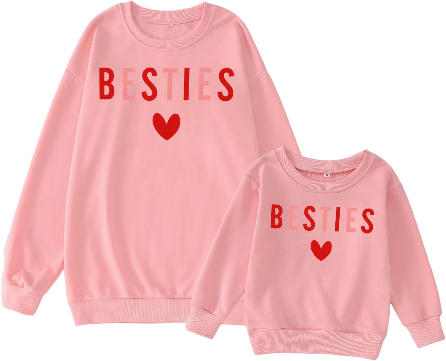 SOFEON Mommy and Me Valentines Sweatshirt Love Heart Besties Letter Pullover Family Matching Outfit Long Sleeve Tops