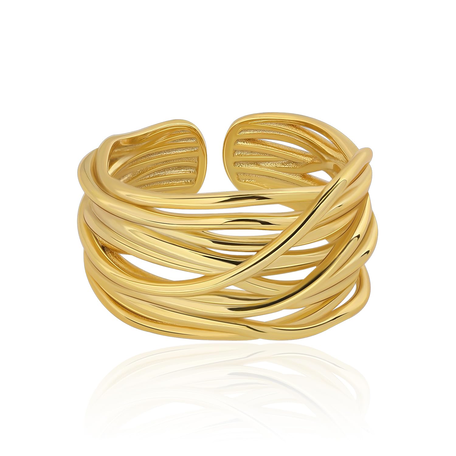Meissa Anillos para Mujeres Anillos de Pulgar de Oro Banda Gruesa Martillada Anillos Apilables de Banda Ancha Joyería de Moda para Dedo Índice