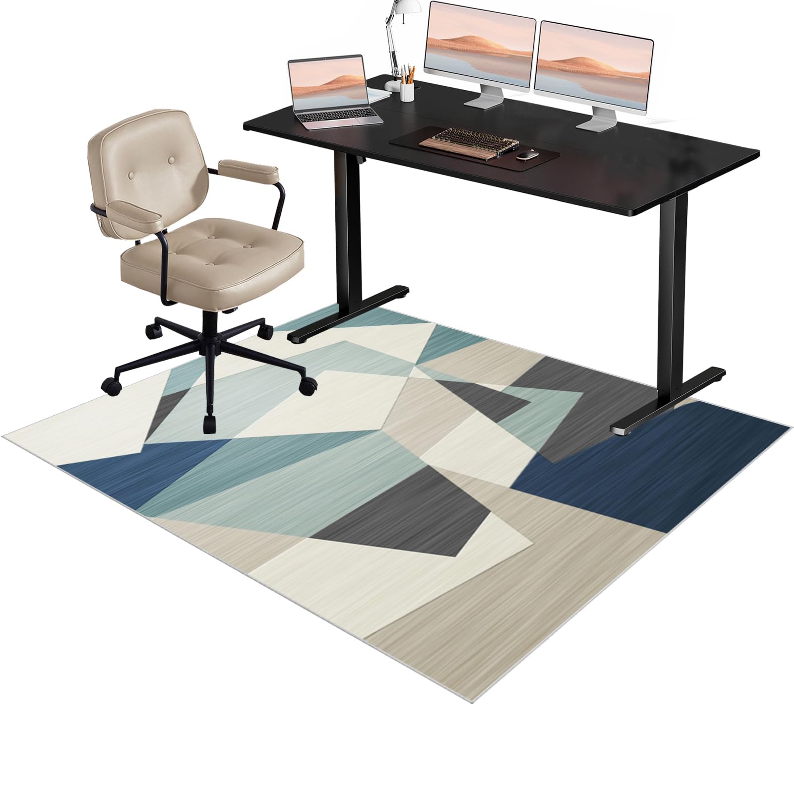 Office Gaming Chair Mat for Hardwood Floor, Non-Slip Floor Mat For Home Office Gaming Room, Office Chair Mat for Carpet Floors, Carpet Floor Protector 110 x 120 cm, Desk Chair Mat for Rolling Chair