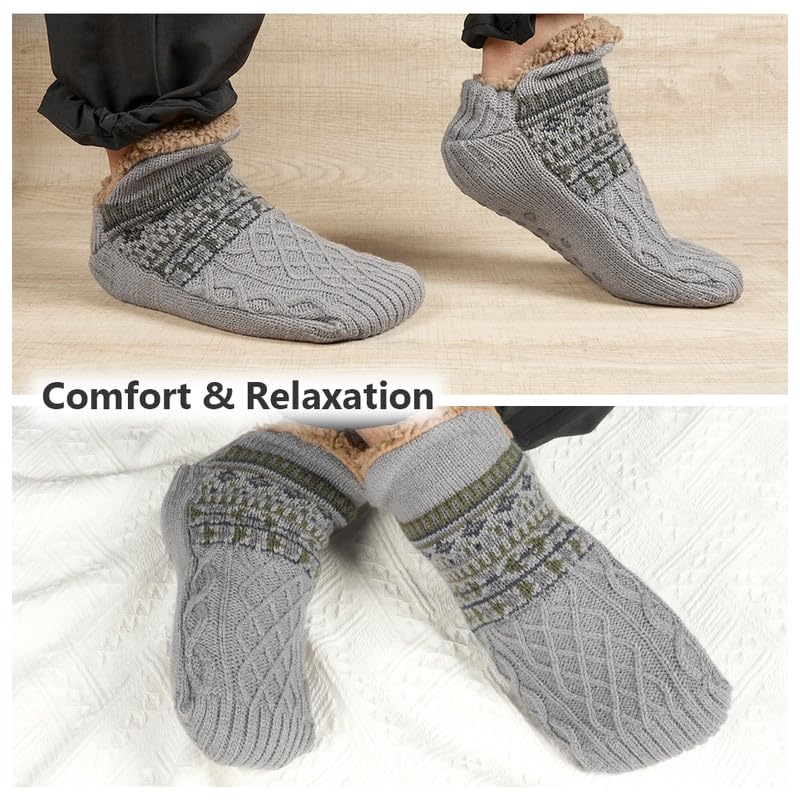 flintronic 1 Paia Calzini a Pantofola per Donna e Uomo, Morbidi e Caldi, Comodi, Caldi Calzini Foderati in Lana, Antiscivolo per Interni