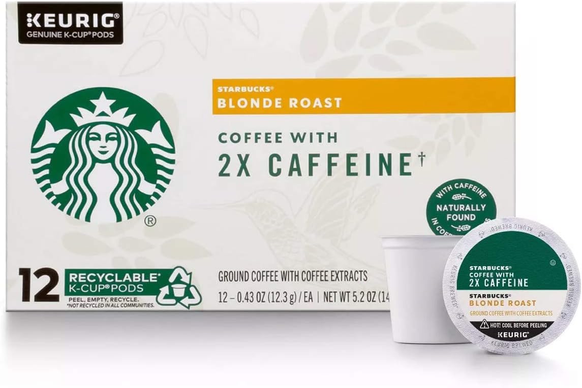 Amazon Keurig スターバックス [2X カフェイン] K cup コーヒー 12個入り ブロンドロースト/Starbucks