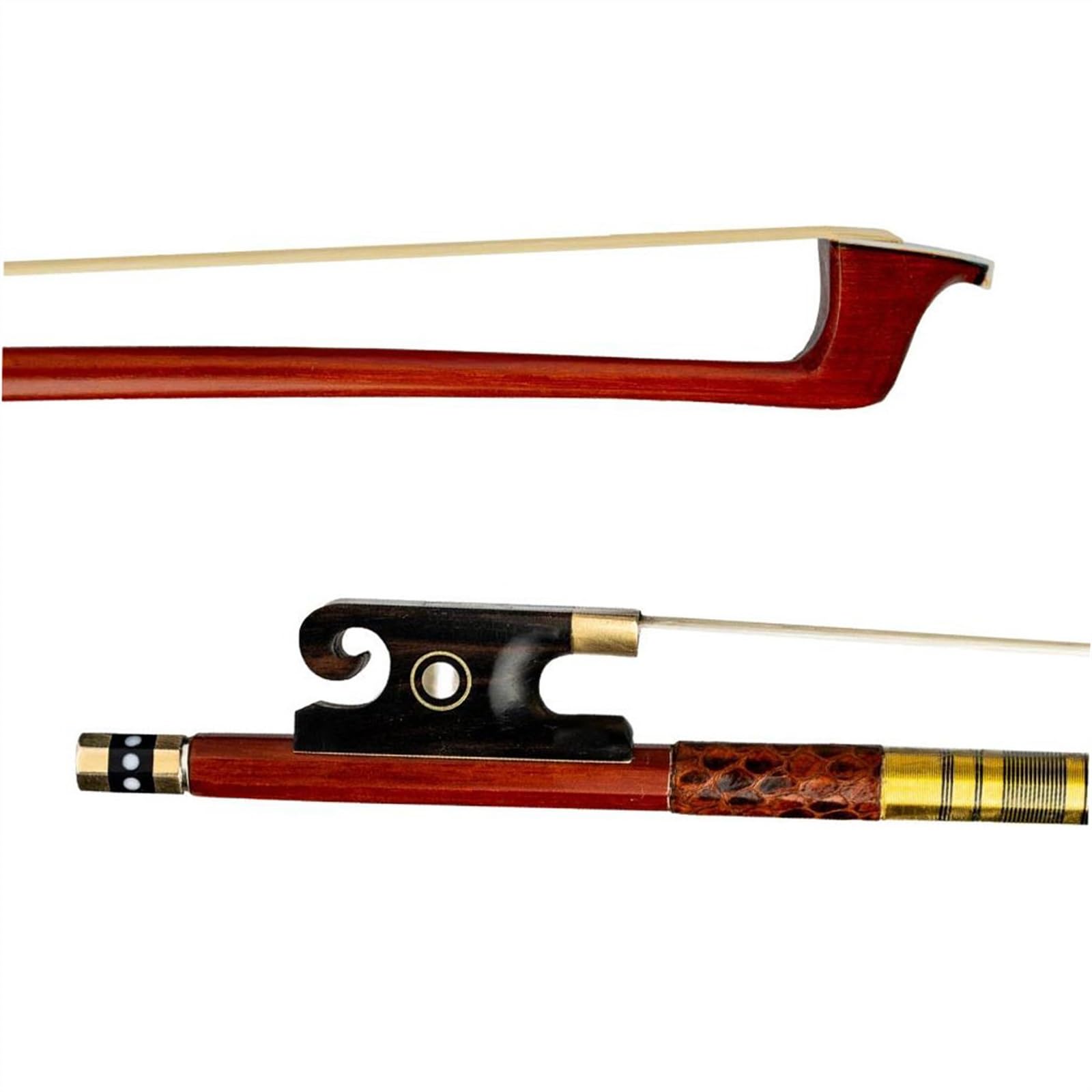 archetto violino Archi Per Violino Pernambuco Da 2 Pezzi In Dimensioni 4/4 Con Intarsio In Ebano, Impugnatura In Crine Di Cavallo Bianco, Ben Bilanciato