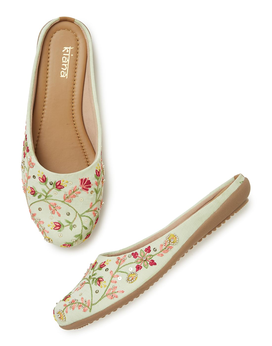 Kiana Bellies & Ballerina - Comfortable Round Toe Shoes with Embroidered & Hand Work, Ideal for Women - Pista Color, TPR Sole (B0CV4CGK4Y) Amazon Price History, Amazon Price Tracker