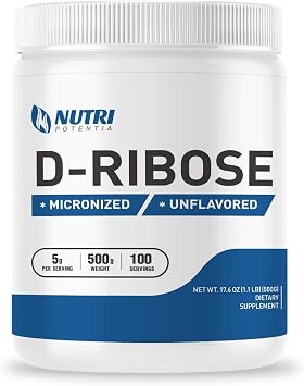 Pure D-Ribose Powder - Ribose Powder Supplement, Supports Energy - Unflavored - Gluten Free 500 Grams - 1.1 Lbs