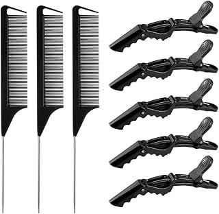 KALLORY Grampos De Cabelo Para Tranças 1 Definir Pentes de Cauda de Rato E Clipes de Cabelo Despedindo Pente de Metal Pino de A?o Rato Provoca??o de Pentes de Penteado