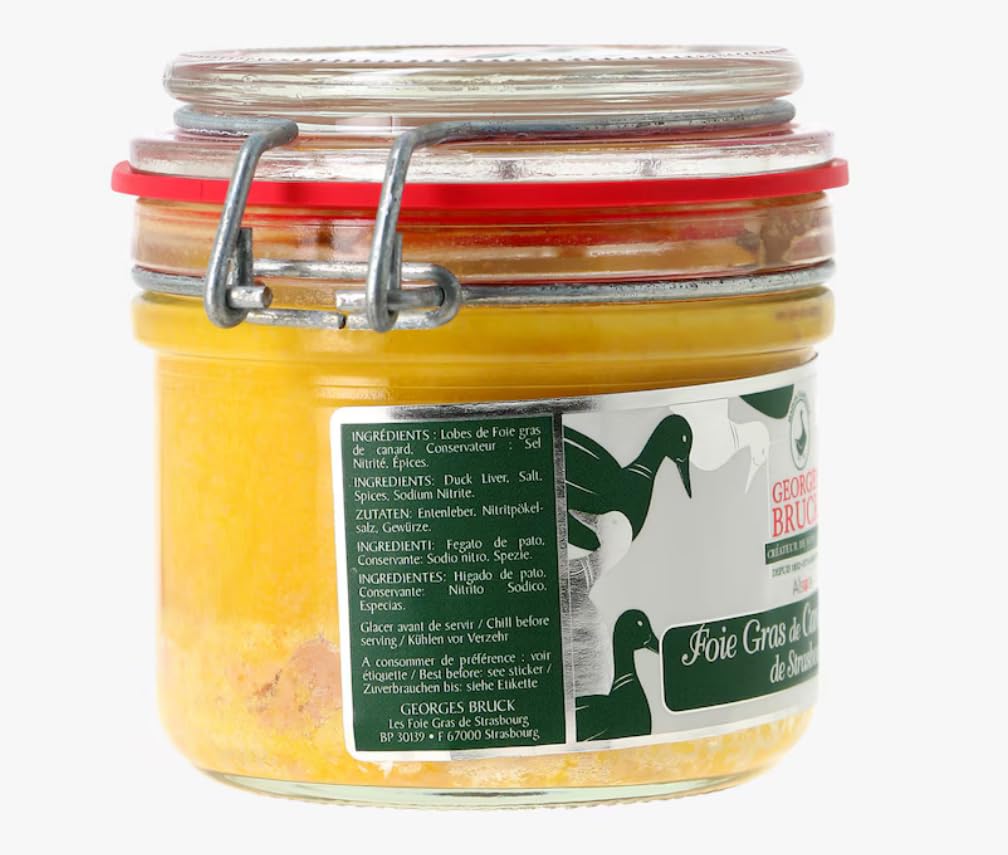 GEORGES BRUCK - FOIE GRAS de STRASBOURG, ALSACE - Whole Duck Foie Gras – Le Parfait Jar – 6.35oz / 180gr Glass Jar