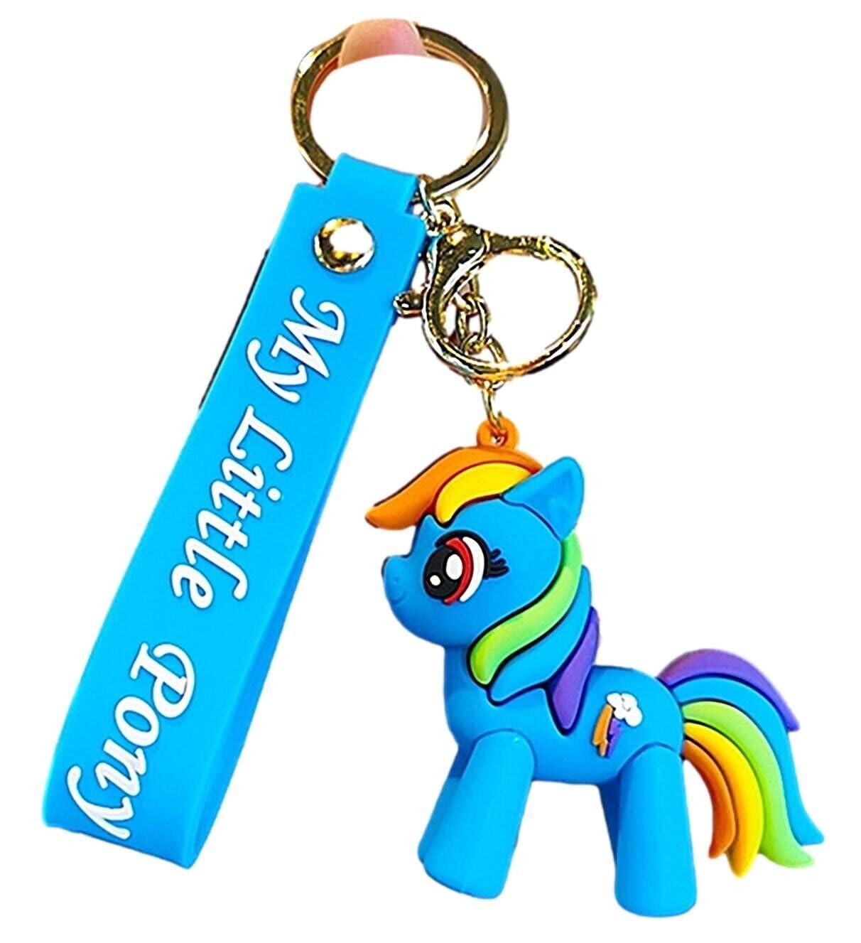 TCB CreationsCartoon Rainbow Pony Dash 3D Character Figure Silicone Charm Keychain