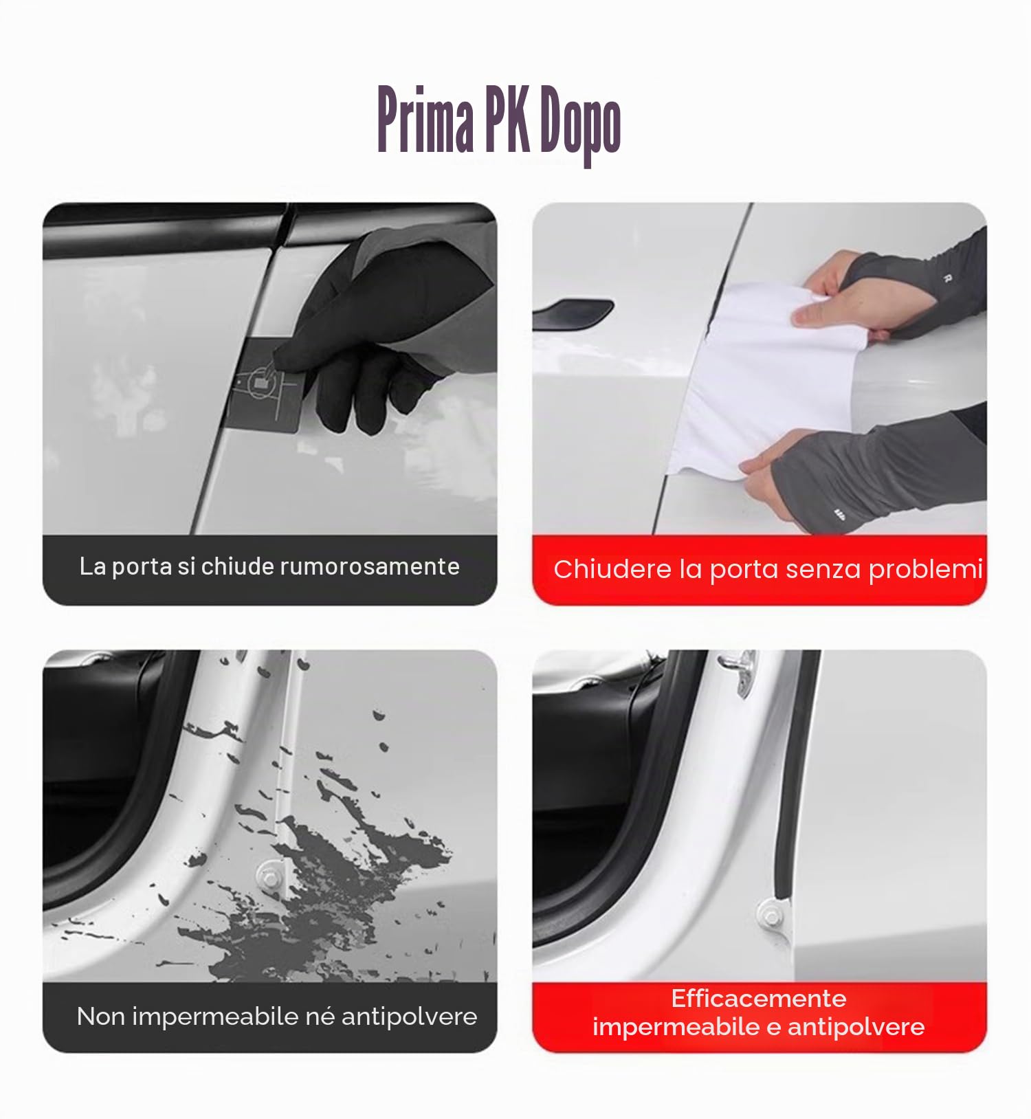Kit Guarnizioni per Porte per Tesla Model 3 2016-2023, Striscia di Gomma Insonorizzante per porte e finestre per auto, Striscia di Tenuta in Gomma per Cavi Meteorologici per Model 3