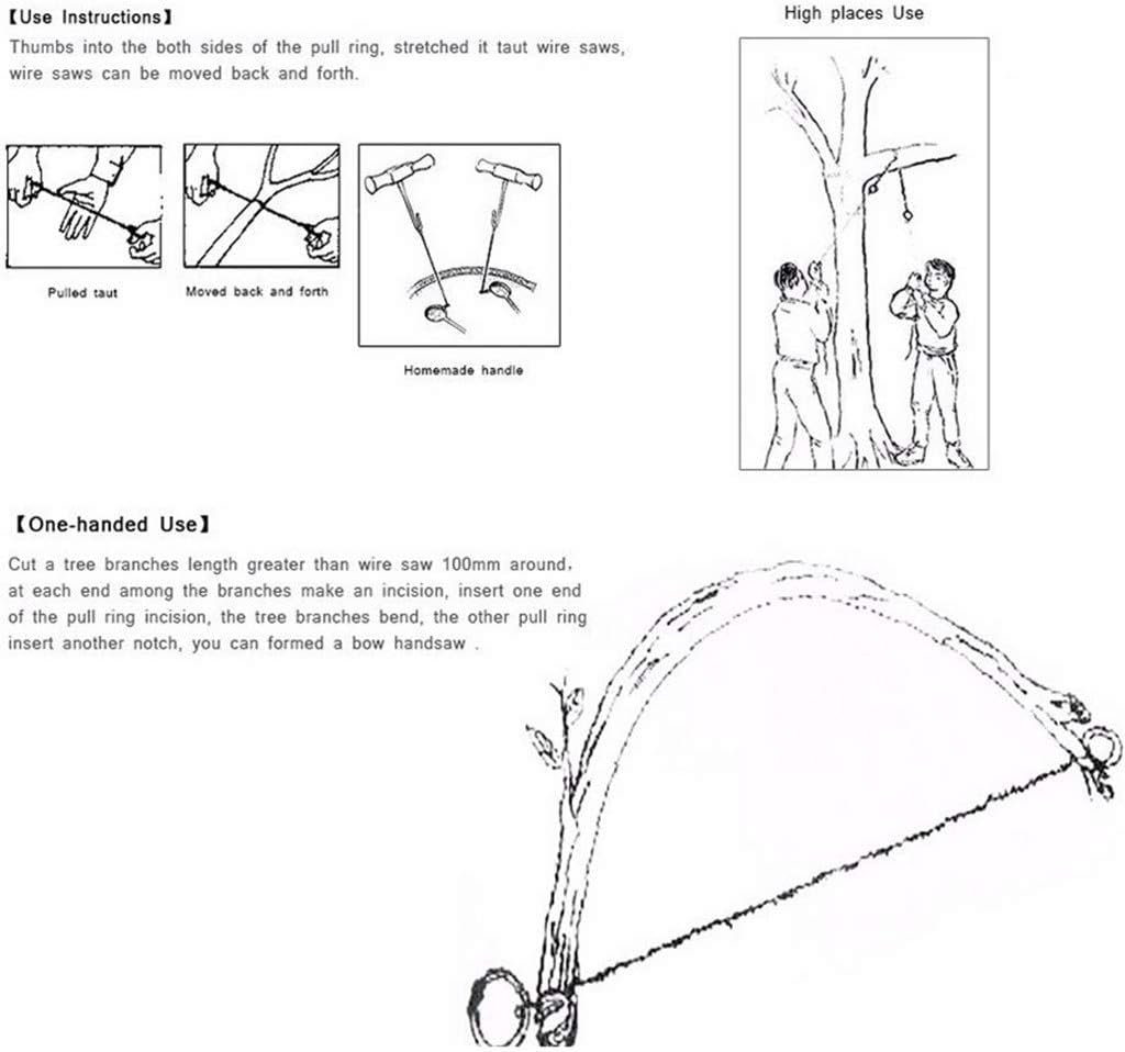 2pcs Outdoor Camping Hiking Pocket Saw Wire Travel Emergency Survive Tool Stainless Steel Wire Kits with Finger Handle for Cutting