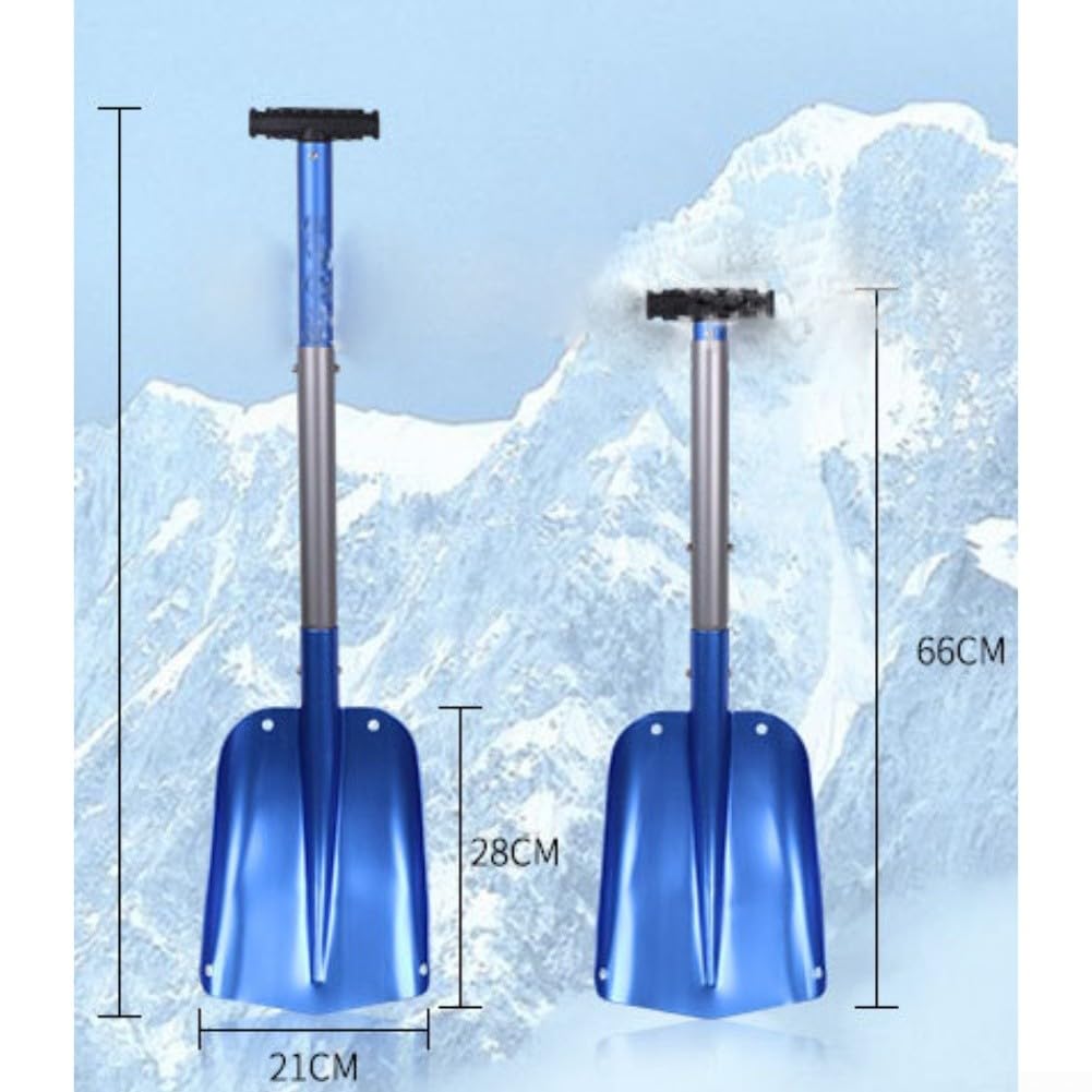 Pala de nieve plegable, raspador de hielo retráctil de aleación de aluminio y herramienta de jardín, portátil para coche, camión, camping, kit de supervivencia, mango extensible (63-82 cm — view 7