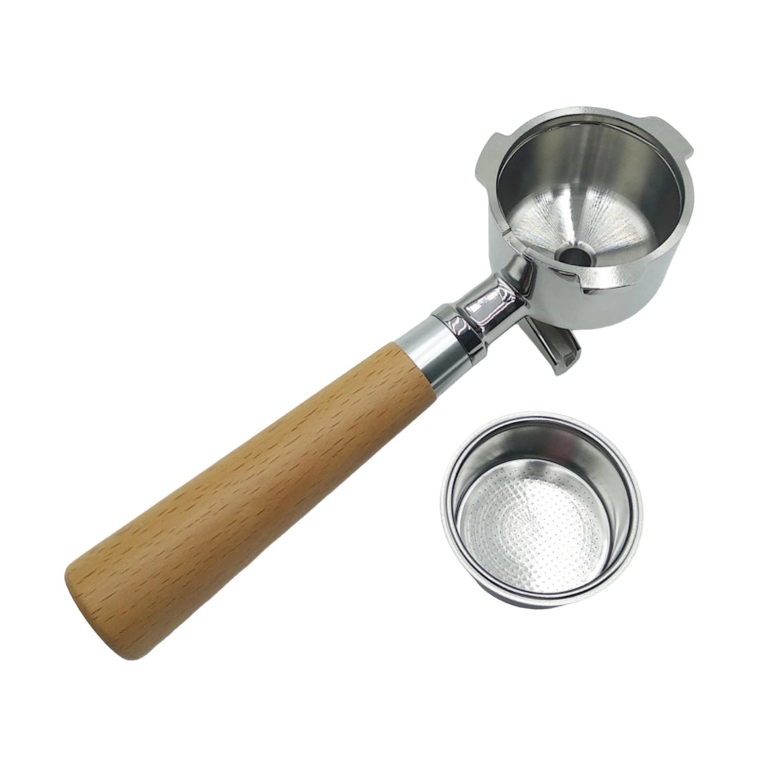LiRRvb 51mm Bottom Handle Filter Basket for Coffee Enthusiasts Espresso Machine Parts Three Ear Portafilter Replacement Ergonomic Coffee Handle