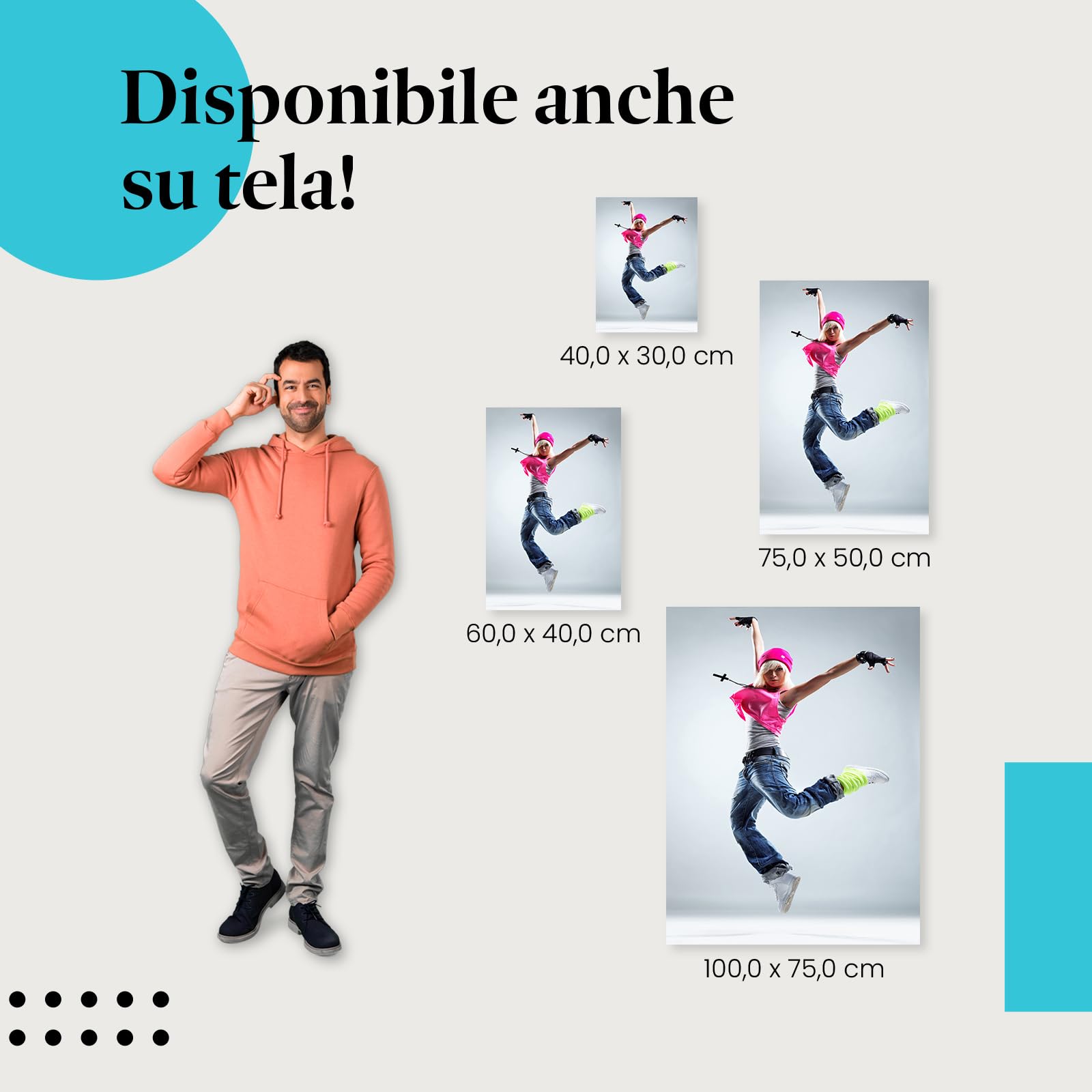 Postereck - 3411 - Hip hop, danza, musica, donna, sport, salto - Decorazione da Parete, Stampa Artistica, Arredamento Interni, Stampa Fotografica - Tela - 100,0 cm x 75,0 cm