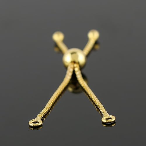 Miniatura 4 de 5pcs Solid 925 Sterling Silver, Adjustable Bolo Slider, Handmade Box Chain, DIY Jewelry Making, Wholesale Jewelry Supply (14K Gold Plated, 925