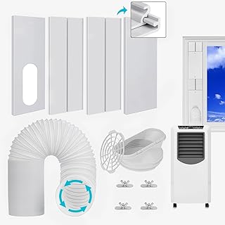 2023 Upgraded Portable Air Conditioner Window Vent Kit with 5.9” Diameter 79” Length Exhaust Hose, Seamless AC Vent Kit with Universal Coupler & Filter,Adjustable Window Seal Kit for Sliding Window