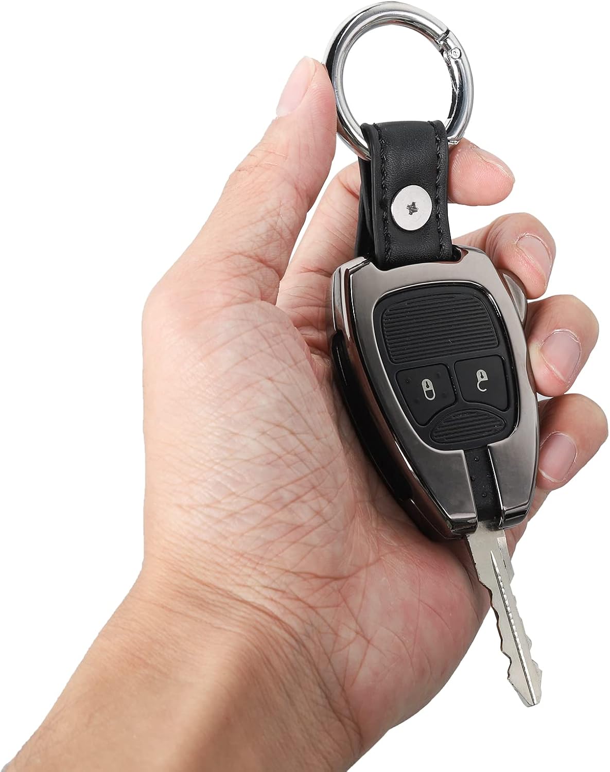 JeCar Key Fob Cover Case Aluminum Alloy Key Shell Protection Accessories Compatible with Jeep Wrangler JK JKU 2007-2018/Compass 2008-2016/Patriot 2011-2016, Gunmetal Grey