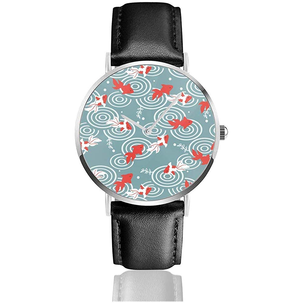 Japanese Gold Fish in Pond Men's Watch Watches for Women Leather Strap