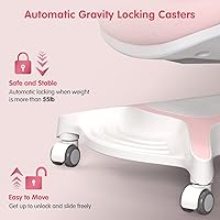 Vista 9 de FCD Escritorio ergonómico de madera de altura ajustable para niños con silla, mesa de dibujo, estación de computadora, estantería integrada