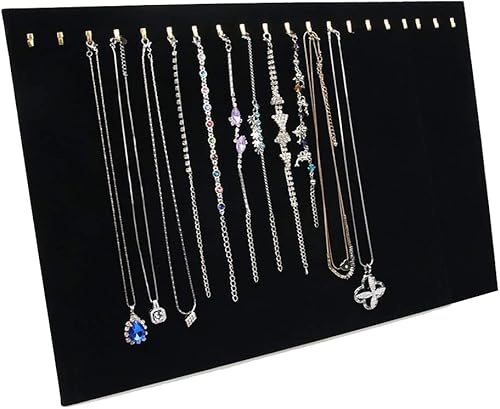 Miniatura 6 de JIFFWIND Organizador de joyas de terciopelo mejorado de 15.7 x 13 pulgadas, 20 ganchos, bandeja, bloc, vitrina, vitrina (paquete de 2)