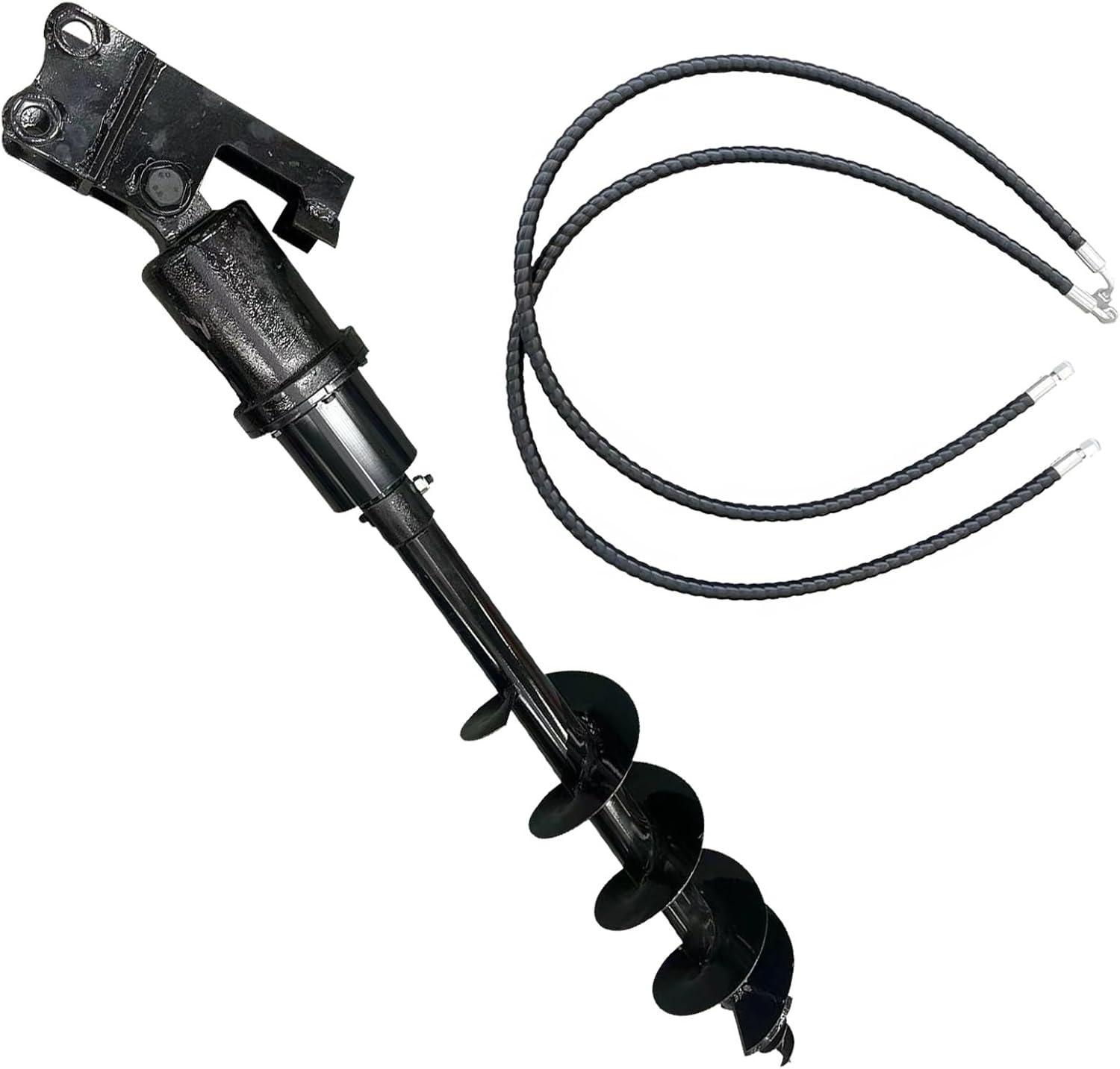 Mini Excavators Attachment Auger Drill Digger Track Crawler Heavy Machinery 20cm, Mini Excavator Attachment with 2 Hydraulic Hoses, Mini Excavator Auger for Drilling Digging Planting (Hydraulic Auger)