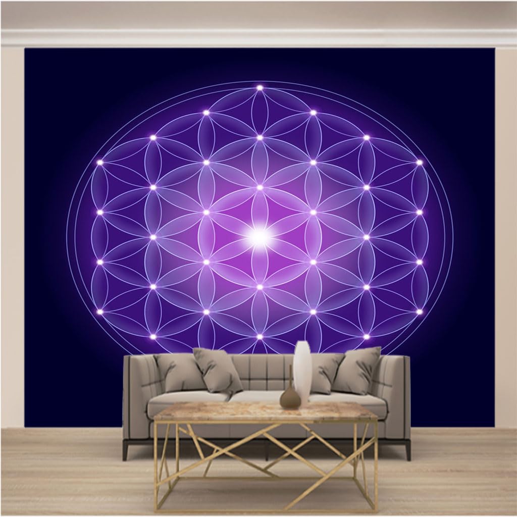 Papier peint panoramique 3D minimaliste violet grand format L350xH256 pour chambre