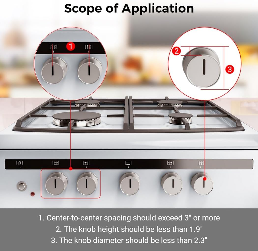 5-Piece Child-Safe Stove Knob Covers with Clear Design and Double-Lock Mechanism, Oven Safety Knob Protectors
