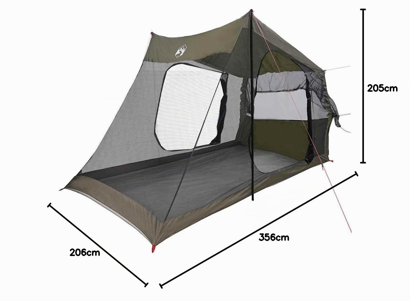 Tenda da Auto 2 Persone, Impermeabile e Antivento, Verde Oliva con Rivestimento PU, Tenda da Tetto Auto e Veranda Camper, per Campeggio e Viaggi, 356 x 206 x 205 cm