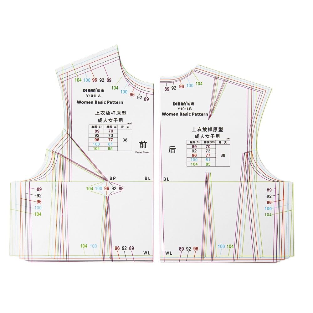 DIHAN Women‘s Patterns Multi Size Garment Block Ruler Sewing Ruler Quilting Ruler Curve Ruler Tailor Ruler (Large Y101L (B:89cm~104cm))