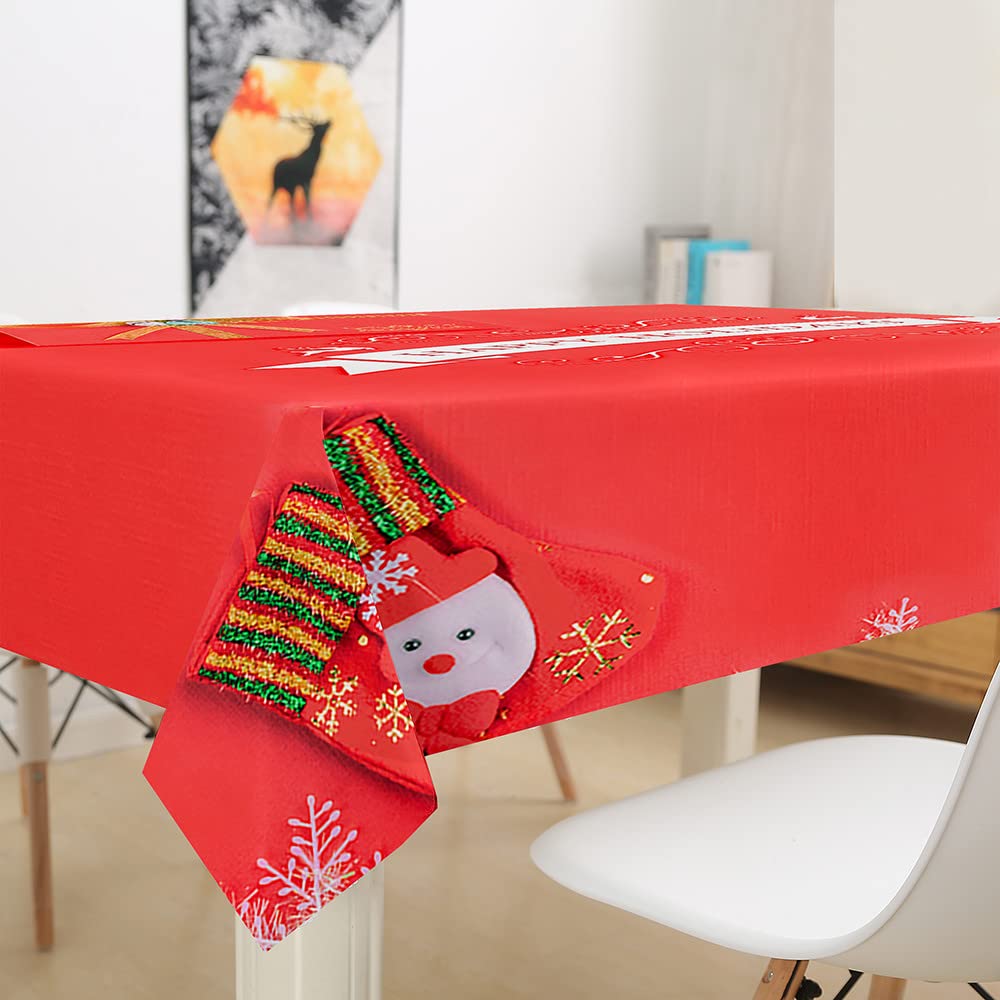 FANSU Natale Tovaglia Idrorepellente, Rettangolare Impermeabile Antimacchia 3D Cucina Lavabile Copritavolo Quadrata Tavolo Panno per Sala da Pranzo Giardino (Blu,140x210cm