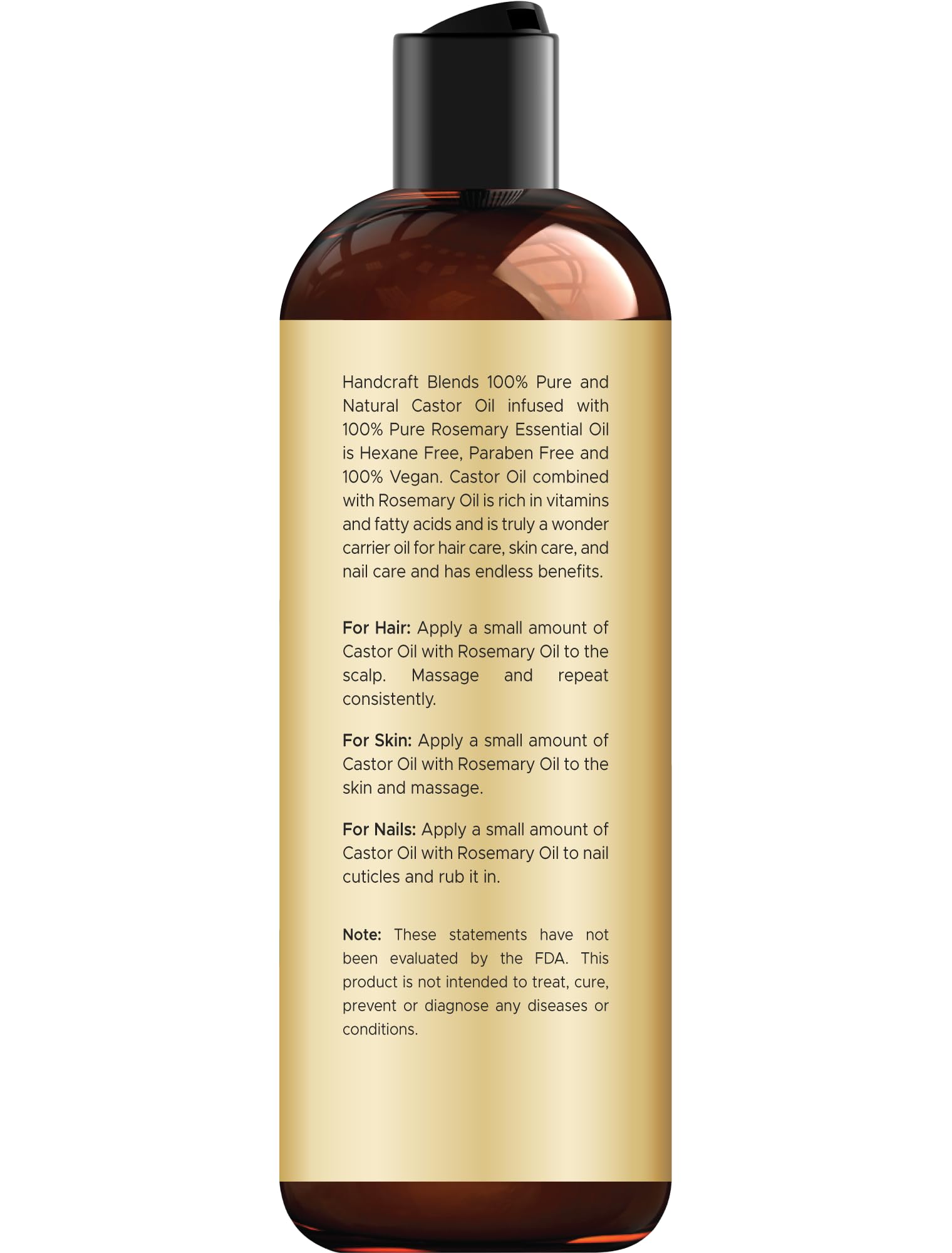 Castor Oil with Rosemary Oil for Hair Growth, Eyelashes, Eyebrows - 100% czysty i naturalny olejek nośny do włosów, olejek do masażu nawilżającego do aromaterapii, 8 fl. Oz