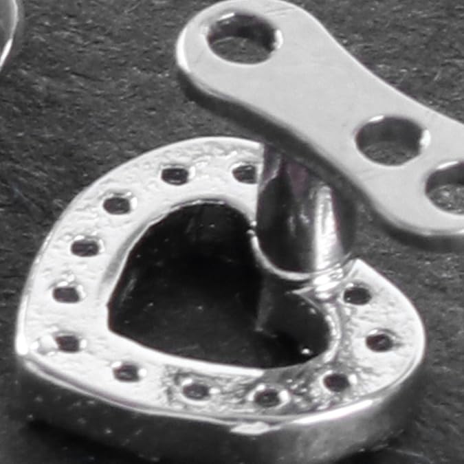 joyMerit Titanium Steel Crystal Dermal Anchor Top Base - Heart 1