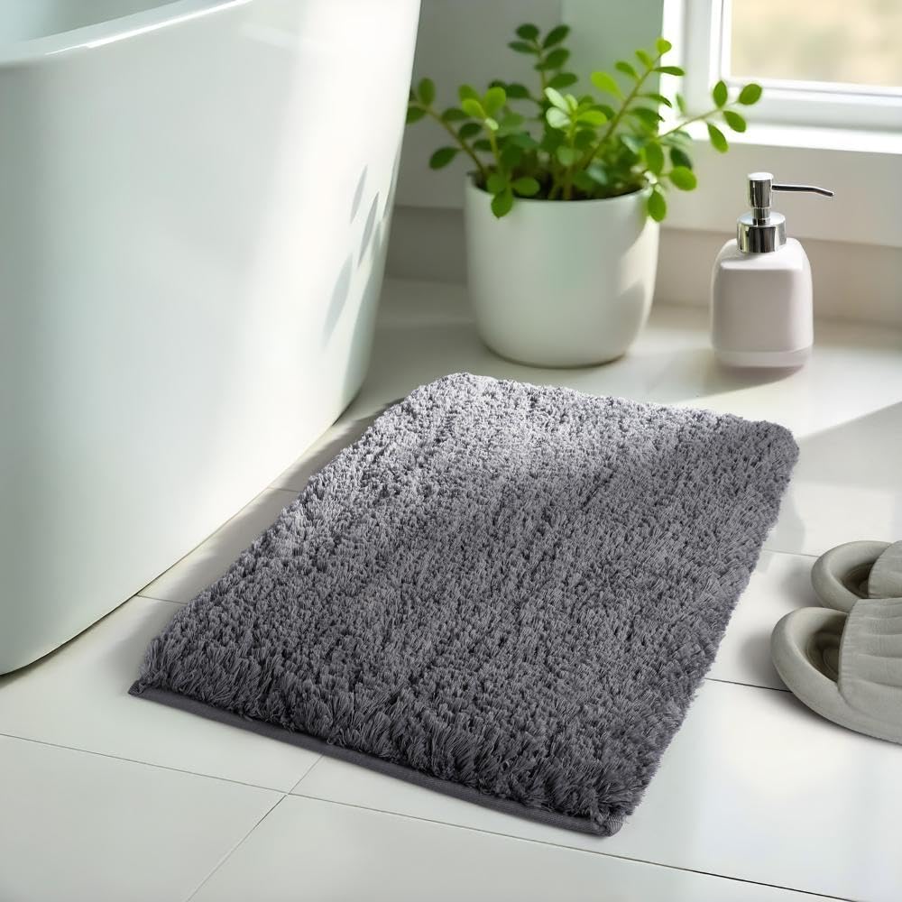 Wakefit Bath Mat | Set of 1 | 40x60cm | Anti Skid & Highly Absorbent Bathroom Mat | Machine Washable | Shaggy- Grey-image-20