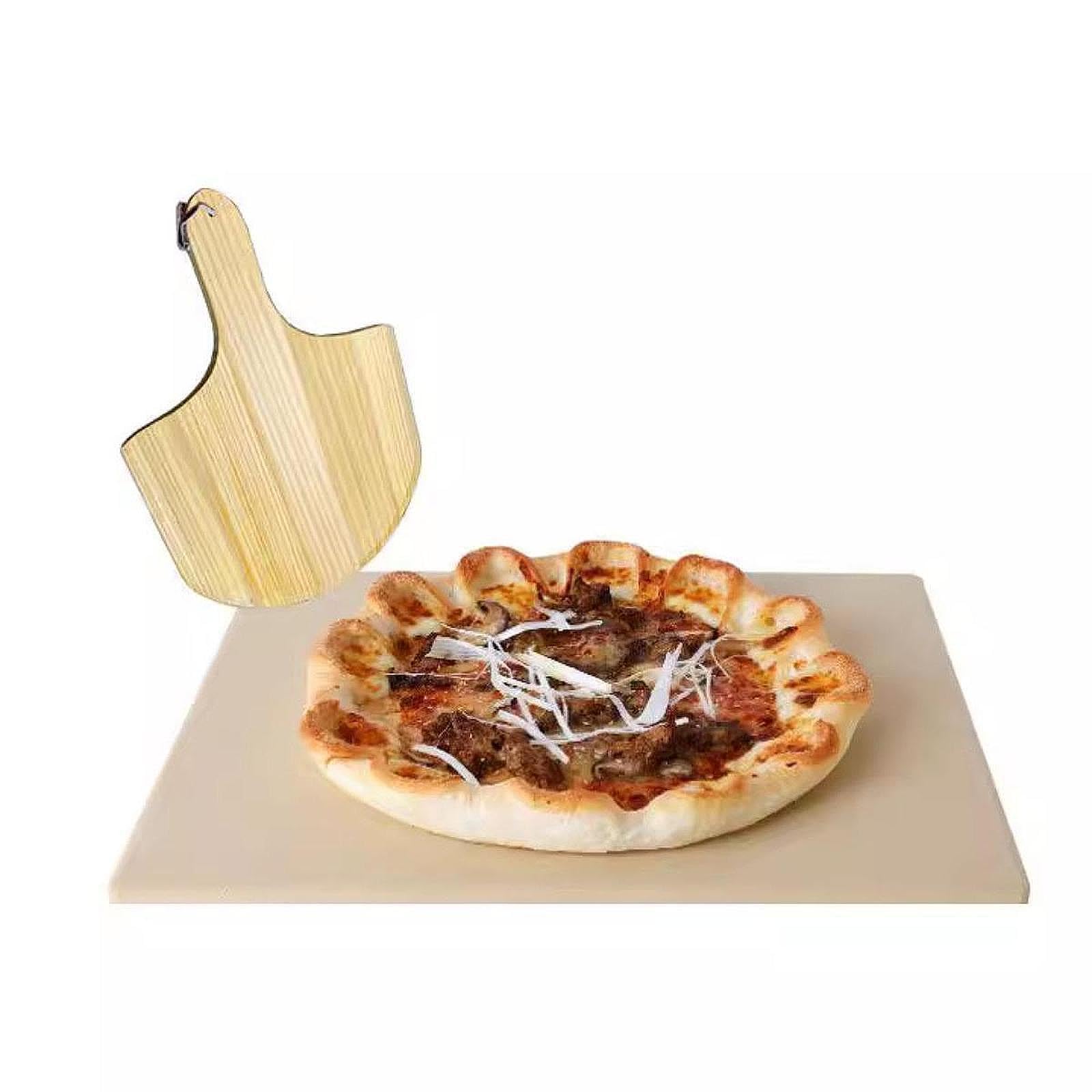 F Fityle Pizza Extra Grande para la Parrilla, Hornear con Accesorios para Hacer cáscaras, Pizza Rectangular Parrilla Cordierite cocinando Piedra