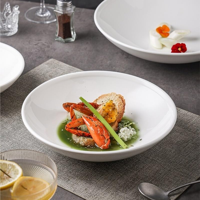 Talerze obiadowe domowe talerze do sałatek owocowych, ceramiczne okrągłe głębokie, zupa w stylu japońskim, miska do sałatek kuchennych w stylu hotelowym/zachodnim
