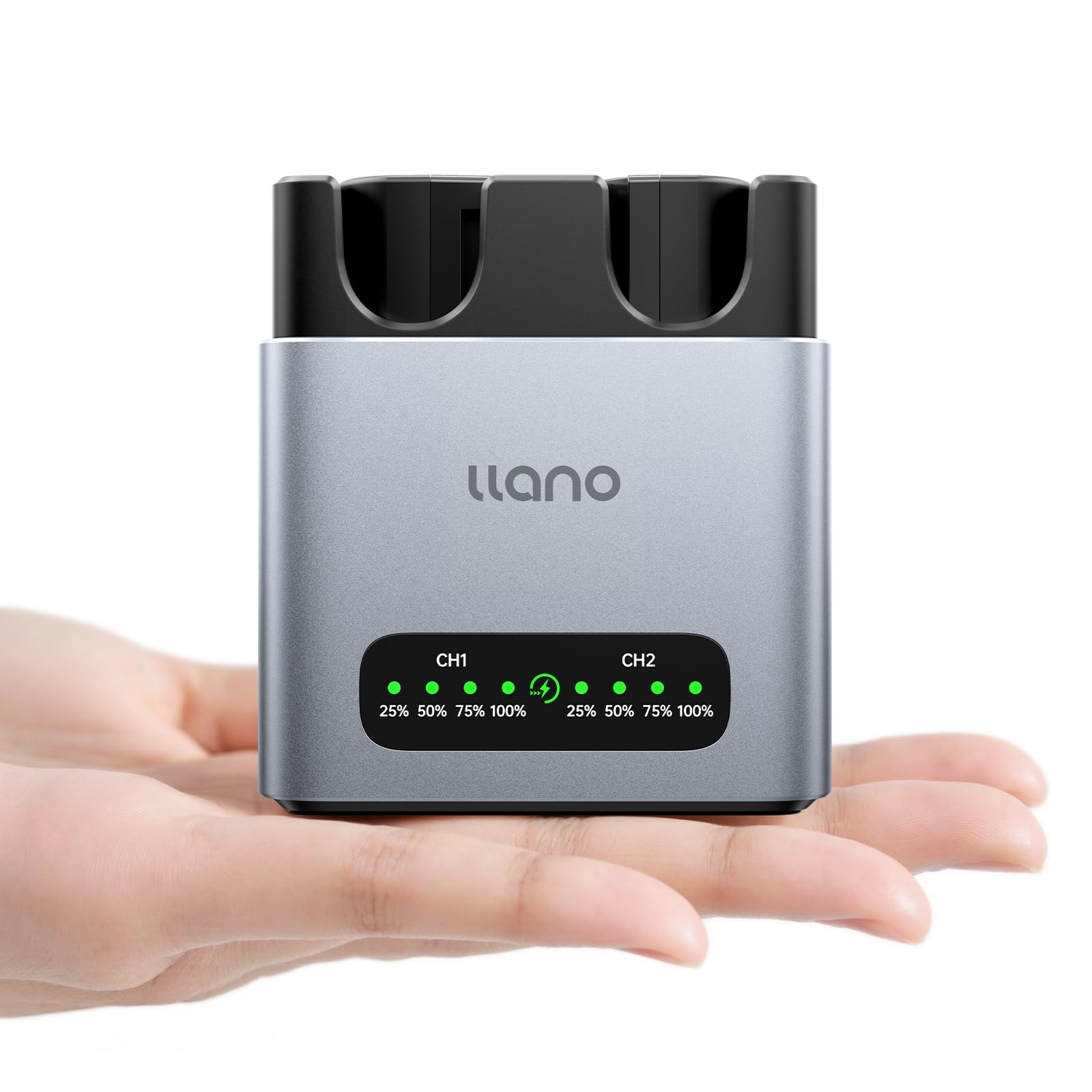 llano Confezione da 2 batterie EN-EL15C da 2400 mAh e caricabatterie rapido da 20 W | Per Nikon Z8, Z7II, Z5II, ZR, ZF, Z6III, D850, Z7, Z6II, Z6, D7500, D750, D7200, LED Power Display, CNC Aluminum